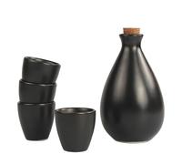 MOBYGKFY Pot à vin en céramique, ensemble de vin en porcelaine, Pot à saké japonais, bouteille de vin transparente avec quatre tasses, flacon for alcool
