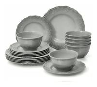 MOBYGKFY Service de table 18 pièces, assiettes et bols, Service de table for 6 assiettes à salade/dessert, bols