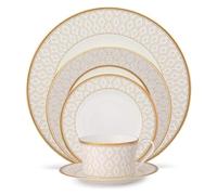 MOBYGKFY Service de table 5 pièces Pearl à usage quotidien, assiettes à dîner crème, ensemble d'assiettes