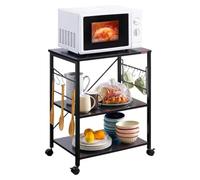 MOBYGKFY Support de Cuisine for Micro-Ondes, Chariot de 23.7 Pouces for Petit Espace, Table de Bar Basse, Support de Four à Micro-Ondes Utilitaire Roulant à 3 Niveaux