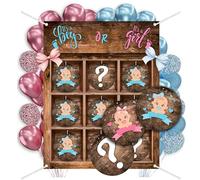 MOCADA® - Tic Tac Toe - Révélation de sexe - Jeu de devinettes pour garçons et filles - Décoration de fête pour garçon et fille - Cadeau personnel - Bleu et rose