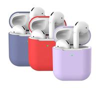 Mocarheri 3X Compatible avec Les AirPods 2, Coques en Silicone pour AirPods, Coque de Protection Antichoc [LED Avant Visible] (Gris Lavande +Violet+ Rouge)