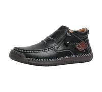 Mocassin Chaussures de loisirs pour homme - Chaussures de sport plates à enfiler - Couleur unie - Semelle souple - Amortissement confortable - Chaussures de marche - Chaussures en cuir avec fermeture