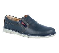 Mocassin en Cuir Lisse et talon haché LUISETTI Chaussure DANUBIO 23320NA, bleu, 42 EU