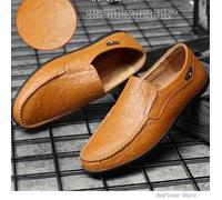 Mocassin en cuir pour homme - FUNMOON - Grande Taille - Marron 44