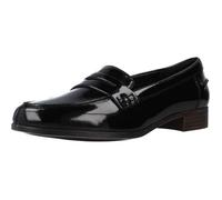 Mocassin Femme - Clarks 102371 - Cuir Noir - Semelle Gomme - Talon 2cm 35,5