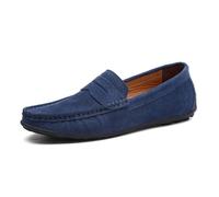 Mocassin Homme cuir chaussures Suédé véritable antidérapants Bleu 42