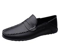 Mocassin Homme Cuir Loafer Conduite Chaussures Casual, Système Taille EU (45, Noir, Numérique, Moyen, Masculin, Adulte)