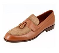 Mocassin homme de ville en véritable cuir lisse et daim cognac MCD804 44 43