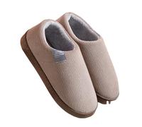 Mocassin Pantoufles chaudes pour homme en mousse à mémoire de forme - Doublure en sherpa - Antidérapantes - Doublées en coton - Pour l'intérieur et l'extérieur, café, 44 EU