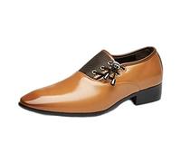 Mocassins à enfiler en cuir à bout pointu pour homme, chaussures habillées décontractées, confortables, légères, à talon bloc antidérapantes, pour robe formelle, affaires, mariage, chaussures en cuir