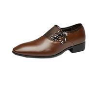Mocassins à enfiler en cuir à bout pointu pour homme, chaussures habillées décontractées, confortables, légères, à talon bloc antidérapantes, pour robe formelle, affaires, mariage, chaussures en cuir