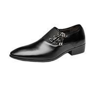 Mocassins à enfiler en cuir à bout pointu pour homme, chaussures habillées décontractées, confortables, légères, à talon bloc antidérapantes, pour robe formelle, affaires, mariage, chaussures en cuir