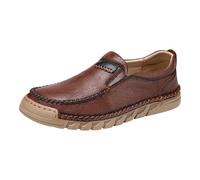 Mocassins à enfiler en cuir pour homme - Coupe large - Chaussures antidérapantes confortables et légères - Chaussures de loisirs confortables et légères, marron, 40 2/3 EU