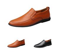 Mocassins à enfiler en cuir synthétique antidérapant pour homme - Chaussures habillées - Confortables à porter toute la journée - Pour la marche, les affaires, les mariages, les fêtes, marron, 40 2/3