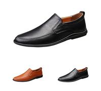 Mocassins à enfiler en cuir synthétique antidérapant pour homme - Chaussures habillées - Confortables à porter toute la journée - Pour la marche, les affaires, les mariages, les fêtes, Noir , 40 2/3