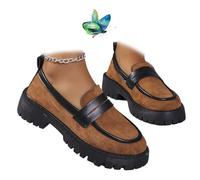 Mocassins à enfiler en daim pour femme, mocassins à plateforme orthopédique pour le bureau, marron, 36 EU