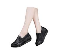 Mocassins à enfiler pour femme - Mocassins décontractés doux et épais - Chaussures compensées légères et antidérapantes - Chaussures de marche chic à enfiler - Chaussures en cuir à talon haut avec