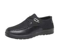 Mocassins à enfiler pour homme en toile - Chaussures plates et légères à lacets - Style décontracté - Chaussures habillées - Chaussures bateau - Chaussures basses plates et antidérapantes, Noir , 43.5