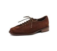 Mocassins à Lacets pour Femmes JJDFW, Chaussures Oxford en Daim pour Femmes, Grandes Pointures, Style Britannique