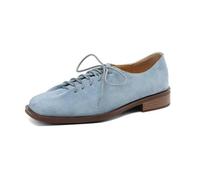 Mocassins à Lacets pour Femmes JJDFW, Chaussures Oxford en Daim pour Femmes, Grandes Pointures, Style Britannique