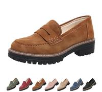 Mocassins à Plate-Forme orthopédique, Mocassins Chunky Penny en Daim pour Femmes, Chaussures pour Femmes, Mocassins Confortables