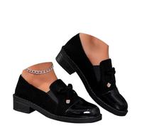 Mocassins à plateforme chunky élastiques décontractés avec nœud pour femme, mocassins penny confortables à enfiler coupe large, mocassins orthopédiques, chaussures habillées décontractées, Noir , 0 UK