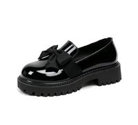 Mocassins à plateforme noirs pour femme, style décontracté avec gros nœud, chaussures habillées élégantes pour le travail, Noir , 36 EU