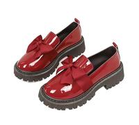 Mocassins à plateforme noirs pour femme, style décontracté avec gros nœud, chaussures habillées élégantes pour le travail, Rouge, 39 EU