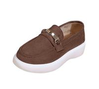 Mocassins à plateforme pour femme - Style décontracté - Avec barre métallique - Semelle blanche épaisse - Mocassins modernes pour le printemps, marron, 38 EU