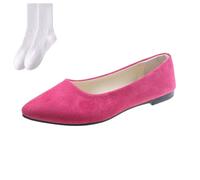 Mocassins ballerines pour femme en faux daim élégant, léger et confortable à enfiler - Chaussures plates décontractées pour le bureau ou le travail, rose rouge, 0 UK