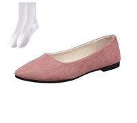 Mocassins ballerines pour femme en faux daim élégant, léger et confortable à enfiler - Chaussures plates décontractées pour le bureau ou le travail, rose, 0 UK