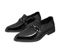 Mocassins classiques en cuir verni à bout pointu pour homme avec semelle souple antidérapante et confortable pour la marche quotidienne, la conduite, le bureau, le travail, les mariages, Noir , 39 2/3