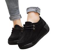 Mocassins compensés à lacets pour femmes d'automne - Chaussures plates - Noir - 39