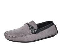 Mocassins Conduite en Daim for Homme, Confortables et faciles à Enfiler, Parfaits for Un Mariage. Talon Plat Souple et léger avec Semelle antidérapante.(Gray,42 EU)