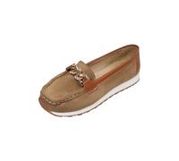 Mocassins confortables à enfiler pour femme - Bout rond - Élégantes - Antidérapantes - Légères - Classiques - Décontractées - Pour le travail et le shopping, kaki, 36.5 EU