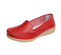Mocassins confortables pour femme - En cuir - Pliable - Classique - Semelles souples - Mocassins - Découpes - Doudou - Chaussures de conduite - Chaussures fermées à enfiler - Chaussures de loisirs,
