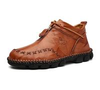 Mocassins d'affaires pour Hommes avec Fermeture à Glissière Brogue Respirant Confort Chaussures Mocassin en Cuir Décontractées 42 EU Marron,26 CM du Talon aux Orteils