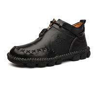Mocassins d'affaires pour Hommes avec Fermeture à Glissière Brogue Respirant Confort Chaussures Mocassin en Cuir Décontractées 44 EU Noir,27 CM du Talon aux Orteils