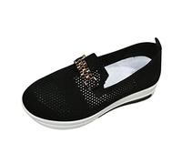 Mocassins de marche en tricot à enfiler pour femme - Chaussures de marche orthopédiques légères et respirantes - Semelle souple - Avec soutien de la voûte plantaire, Noir , 39 EU