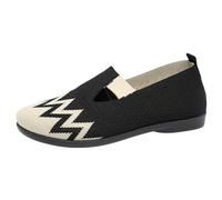 Mocassins de Mesh pour Femmes Baskets Marche Décontractées à Bout Rond en Respirante Mule Légères et Confortables Plates Talon Chaussures Slip on été Mode Confort Toile Sport (Black, 42.00)