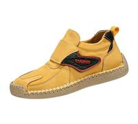 Mocassins décontractés à enfiler en daim synthétique pour homme avec sangle cousue à la main, jaune, 36 EU