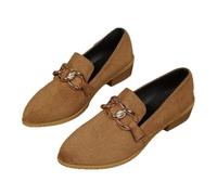 Mocassins décontractés à enfiler pour femme avec bout pointu et boucle en métal pour un usage quotidien et les voyages, marron, 37 EU