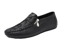 Mocassins décontractés à enfiler pour homme style mocassin texturé avec fermeture éclair pour un usage quotidien et les voyages, Noir , 40 2/3 EU