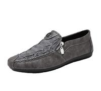 Mocassins décontractés à enfiler pour homme style mocassin texturé avec fermeture éclair pour un usage quotidien et les voyages, gris, 42 1/3 EU