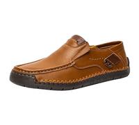 Mocassins décontractés en similicuir pour homme - Chaussures de marche confortables à enfiler - Chaussures Oxford formelles à fond plat - Chaussures classiques cousues à la main - Chaussures de