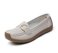 Mocassins Décontractés pour Femmes en Cuir Souple à Semelle Flexible Confortables pour Les Jours (Light Gray, 42) #211