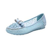 Mocassins d'été simples pour femme avec dentelle transparente, mocassins à enfiler en maille respirante, chaussures habillées pour femmes, bleu, 37 EU