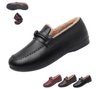 Mocassins d'hiver Confortables doublés en Polaire for Femmes, Semelles Souples, Doublure Chaude en Peluche, Mocassins légers et Confortables(Black,40 EU)