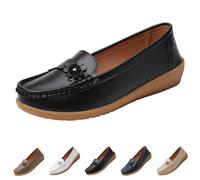 Mocassins élégants en cuir pour femme - Mocassins Penny confortables et | Chaussures basses à enfiler légères et antidérapantes, chaussures d'affaires, chaussures plates décontractées, semelle souple